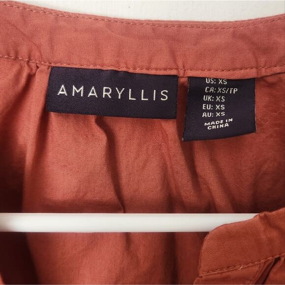 AMARYLLIS Rust orange Eyelet blouse XS - Picture 3 of 5